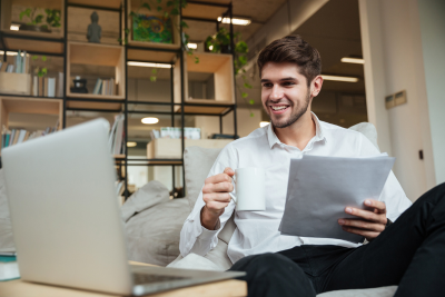 Federal employee reviewing disability benefits information online.